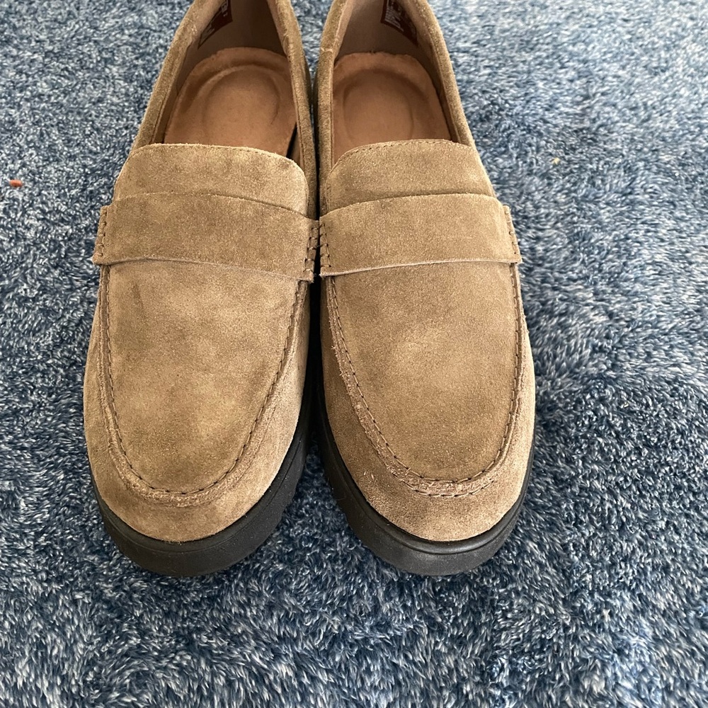 Clarks Tan Suede Slip-On Loafers